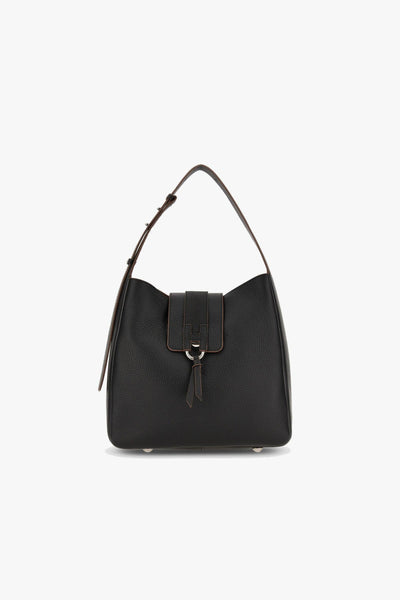Borsa hobo verticale in pelle martellata