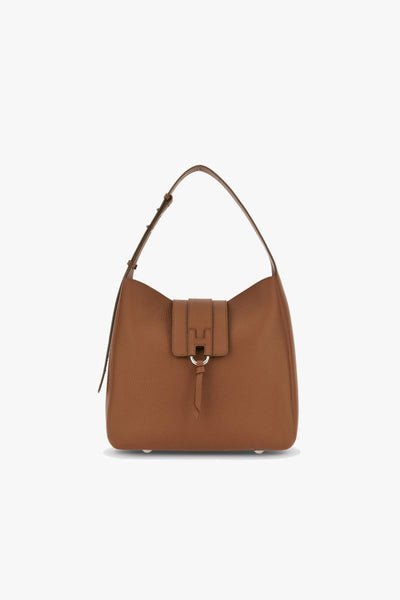 Borsa hobo verticale in pelle martellata