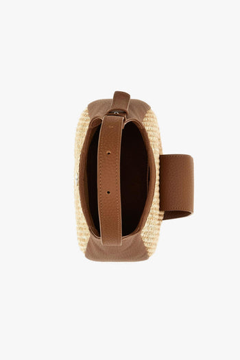 Borsa hobo mini in rapia e pelle martellata - 5