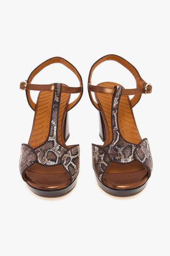 Sandalo Keduni-48 in pelle con tacco 85 mm e plateau MARRONE - 5