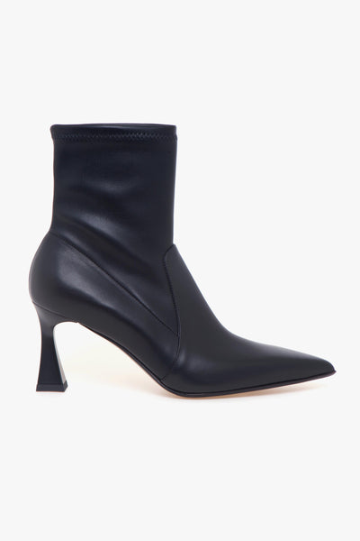 Tronchetto in pelle con gambale stretch e tacco 70 mm