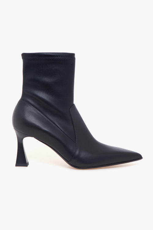 Tronchetto in pelle con gambale stretch e tacco 70 mm