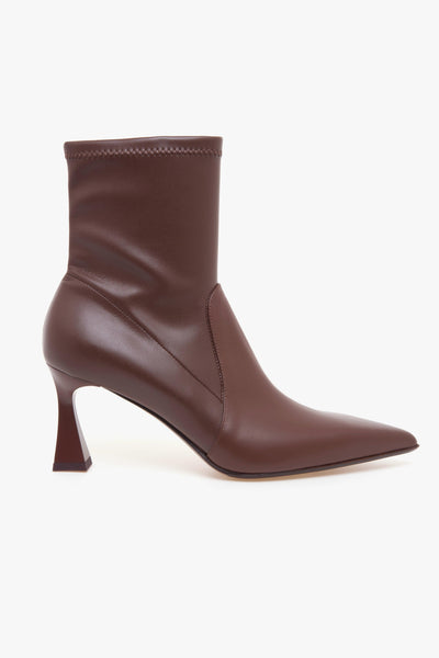 Tronchetto in pelle con gambale stretch e tacco 70 mm