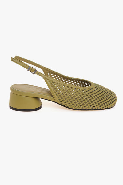 Sling-back in pelle stampa intreccio con tacco 35 mm