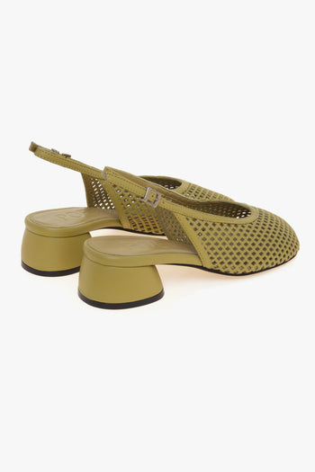 Sling-back in pelle stampa intreccio con tacco 35 mm - 3