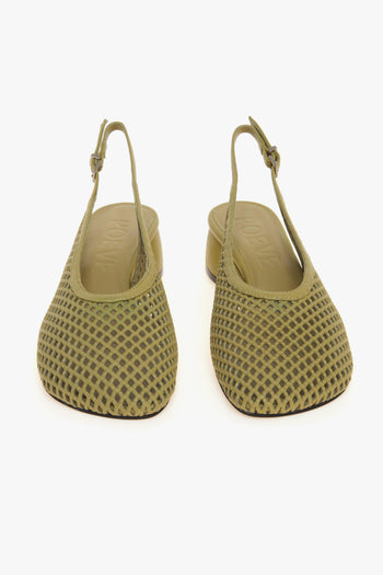 Sling-back in pelle stampa intreccio con tacco 35 mm - 5