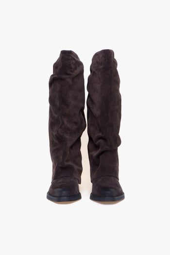 Stivale texano Liam in camoscio con gambale rivoltato e arricciato - 5