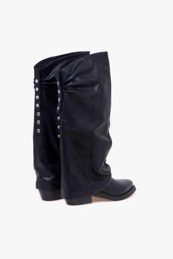 Stivale texano Liam in pelle con gambale rivoltato e arricciato - 3