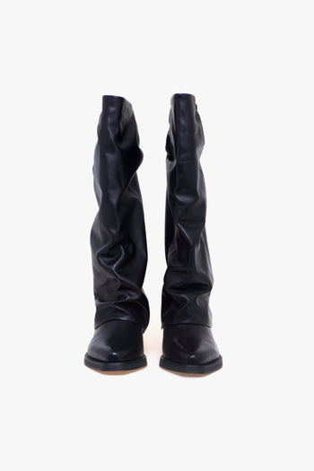 Stivale texano Liam in pelle con gambale rivoltato e arricciato - 5