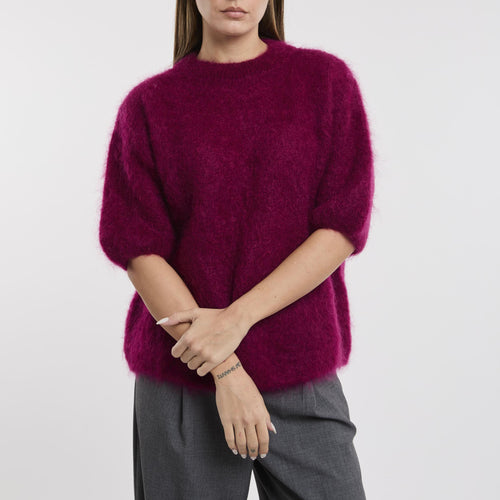 Maglia over manica corta in mohair