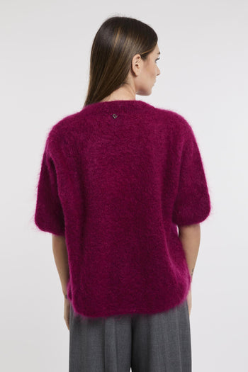 Maglia over manica corta in mohair - 5