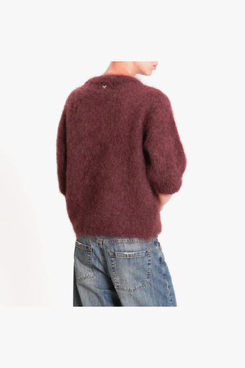 Maglia girocollo in kid mohair con manica al gomito - 3