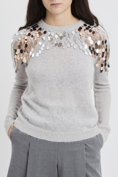 Pullover a manica lunga con paillettes