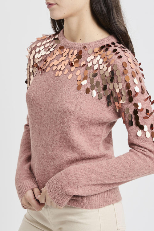 Pullover a manica lunga con paillettes
