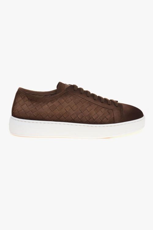 Sneaker in camoscio seta intrecciato