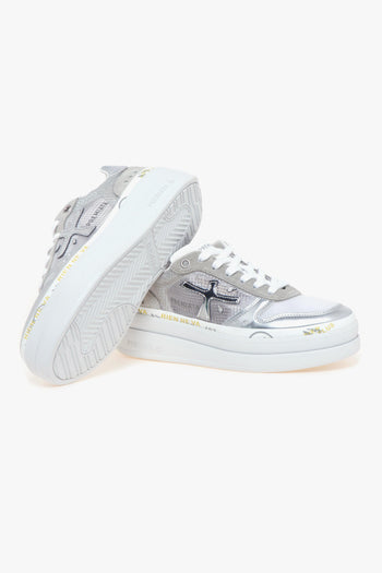 Sneaker Micol in pelle laminata e tessuto con maxi-platform - 4