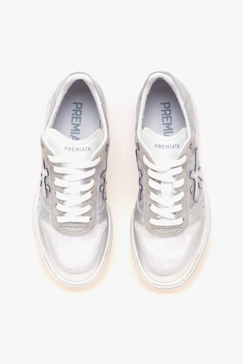 Sneaker Micol in pelle laminata e tessuto con maxi-platform - 5