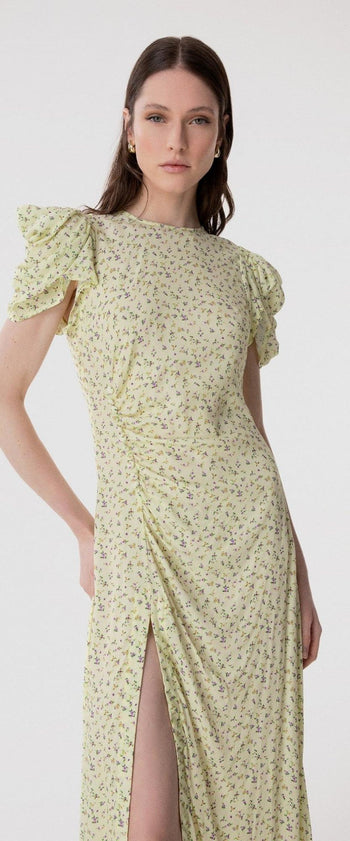 Abito midi Kristel in viscosa con drappeggio e stampa Jasmin - 3
