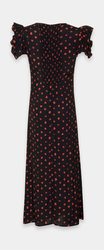 Abito midi Kristel in viscosa con drappeggio e stampa rose - 6