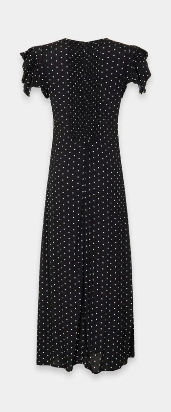 Abito midi Kristel in viscosa con drappeggio e stampa pois - 6