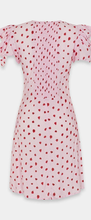 Abito corto Karin in viscosa con drappeggio e stampa rose - 7