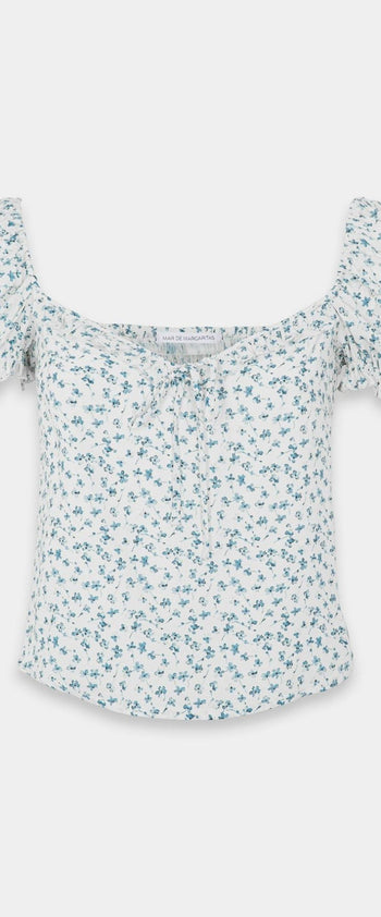 Top Letizia in crepe con mezza manica e volant - 2