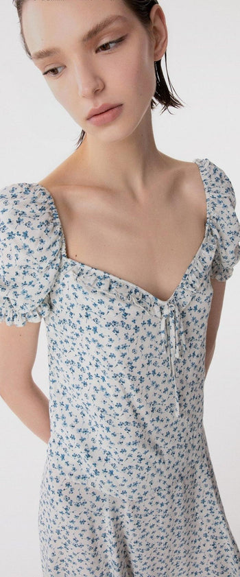 Top Letizia in crepe con mezza manica e volant - 3