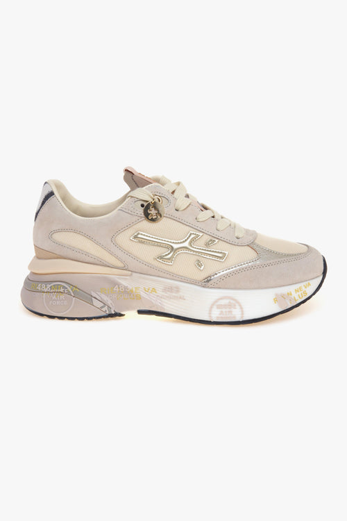 Sneaker MOERUN in camoscio e tessuto tecnico con talloncino zebra