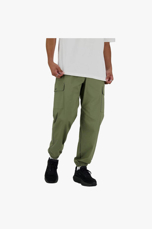 Pantalone cargo in twill elasticizzato di cotone e nylon