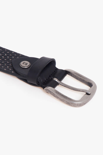 Cintura in pelle con incisioni e punti effetto microborchie - 2