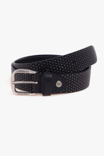Cintura in pelle con incisioni e punti effetto microborchie - 3