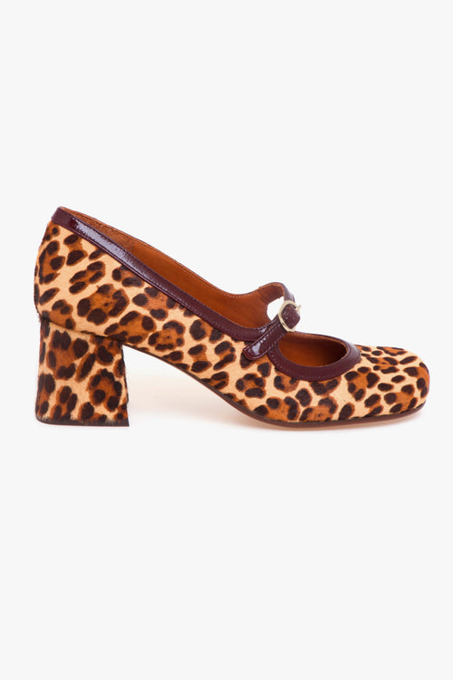 Decolletè mary jane in cavallino maculato con tacco 45 mm