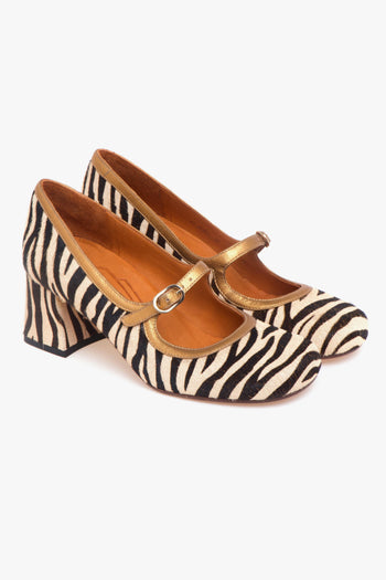 Decolletè mary jane in cavallino zebrato con tacco 45 mm - 2