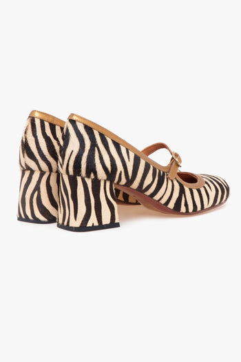 Decolletè mary jane in cavallino zebrato con tacco 45 mm - 3