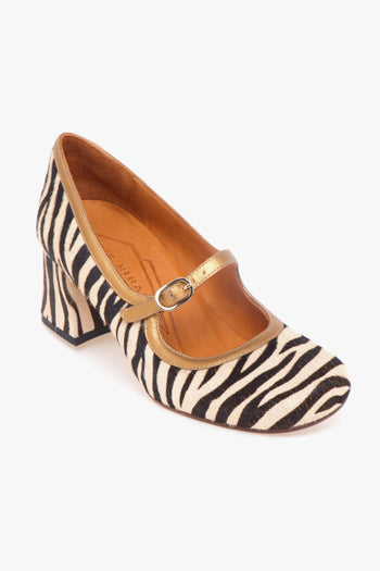 Decolletè mary jane in cavallino zebrato con tacco 45 mm - 4