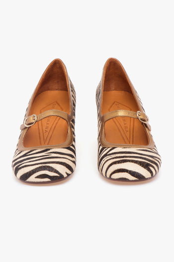 Decolletè mary jane in cavallino zebrato con tacco 45 mm - 5