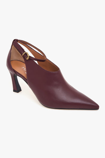 Decolletè montante in pelle aperto ai lati con tacco 70 mm - 4