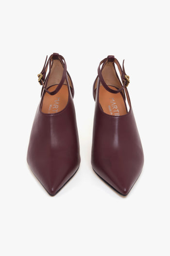 Decolletè montante in pelle aperto ai lati con tacco 70 mm - 5