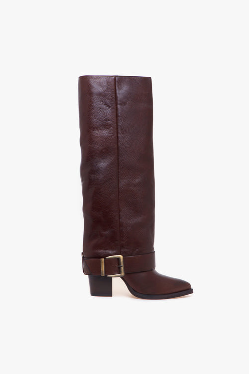 Stivale in pelle con risvolto e cinturino