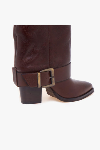 Stivale in pelle con risvolto e cinturino - 4