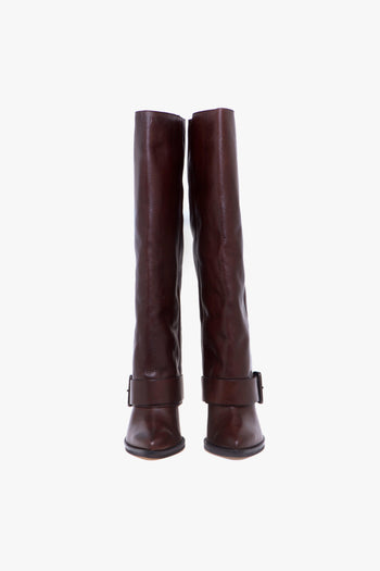 Stivale in pelle con risvolto e cinturino - 5