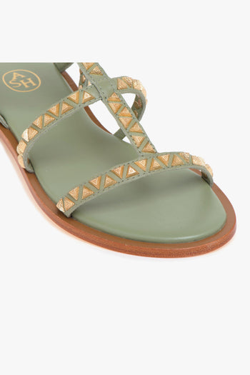 Sandalo Pandora in pelle con doppio cinturino regolabile e borchie - 4