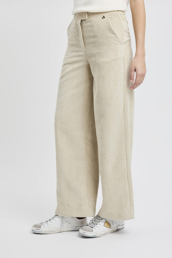 Pantalone a palazzo in velluto a costine - 3