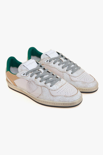 Sneaker basket Pgal in pelle con inserti in cracklè e talloncino verde - 2