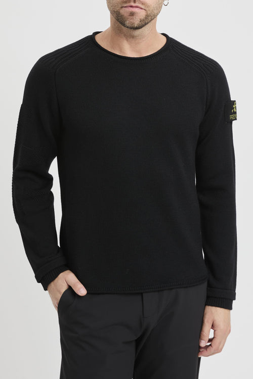 Maglia a girocollo in lana con logo ricamato