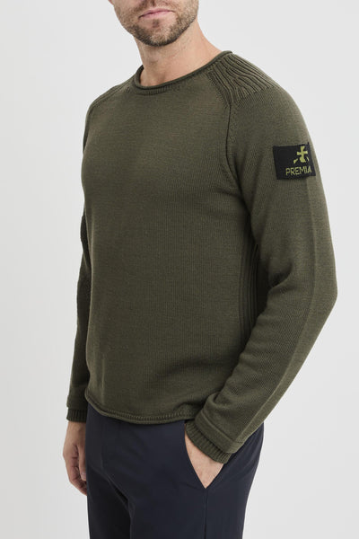 Maglia a girocollo in lana con logo ricamato