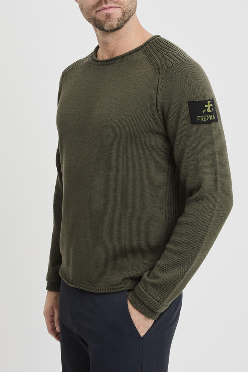 Maglia a girocollo in lana con logo ricamato