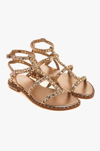 Sandalo flat Precious in pelle laminata con borchie - 2