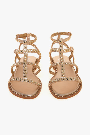 Sandalo flat Precious in pelle laminata con borchie - 5