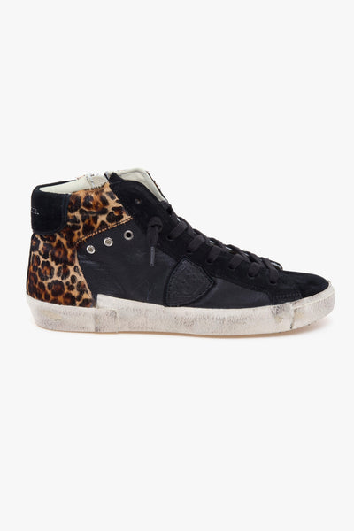 Sneaker alta PRSX in pelle e cavallino maculato